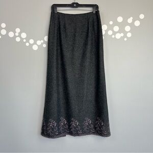 CW Clifford & Wills Gray Wool Embroidered Long Skirt Size 10
